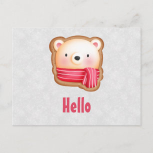Cute Beer Face Red Scarf en Rosy Cheeks Hallo Briefkaart