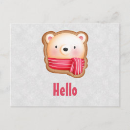 Cute Beer Face Red Scarf en Rosy Cheeks Hallo Briefkaart