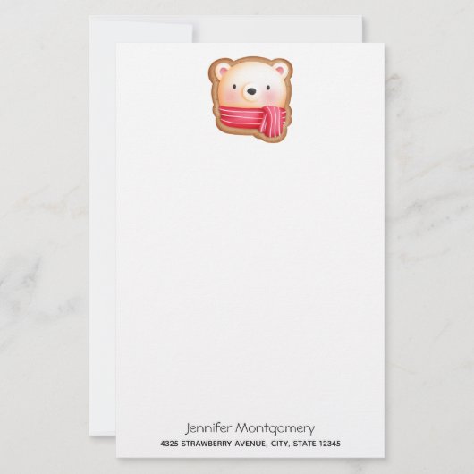 Cute Beer Face Red Scarf en Rosy Cheeks Kerstmis (Voorkant)