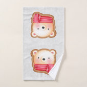 Cute Beer Face Red Scarf en Rosy Cheeks Kerstmis Bad Handdoek (Handdoek)