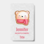 Cute Beer Face Red Scarf en Rosy Cheeks Kerstmis Badge (Achterkant)