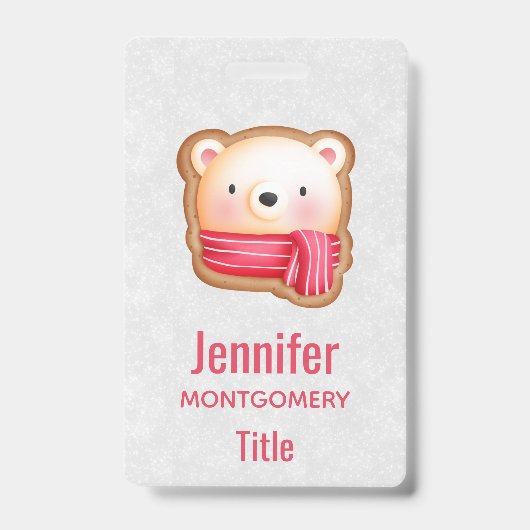 Cute Beer Face Red Scarf en Rosy Cheeks Kerstmis Badge (Voorkant)