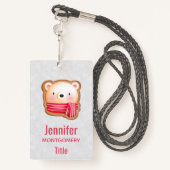 Cute Beer Face Red Scarf en Rosy Cheeks Kerstmis Badge (Achterkant met draagriem)