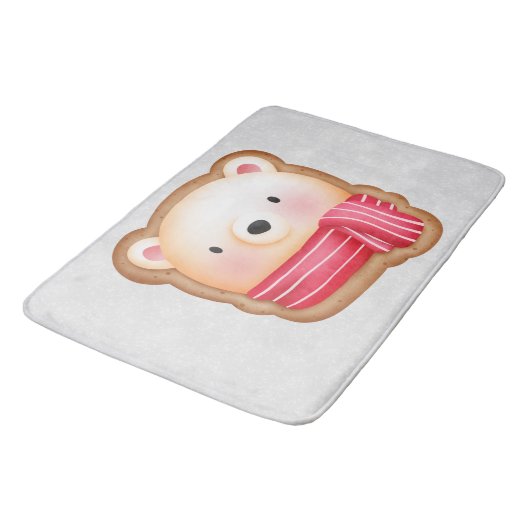Cute Beer Face Red Scarf en Rosy Cheeks Kerstmis Badmat (Gekanteld)