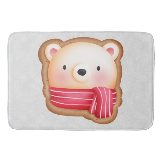 Cute Beer Face Red Scarf en Rosy Cheeks Kerstmis Badmat (Voorkant)
