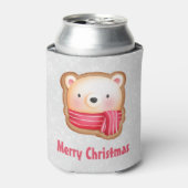 Cute Beer Face Red Scarf en Rosy Cheeks Kerstmis Blikjeskoeler (Blikje Voorkant)
