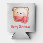 Cute Beer Face Red Scarf en Rosy Cheeks Kerstmis Blikjeskoeler (Voorkant)
