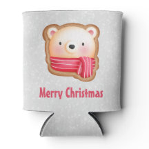 Cute Beer Face Red Scarf en Rosy Cheeks Kerstmis