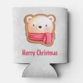 Cute Beer Face Red Scarf en Rosy Cheeks Kerstmis Blikjeskoeler (Achterkant)