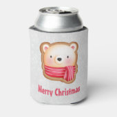 Cute Beer Face Red Scarf en Rosy Cheeks Kerstmis Blikjeskoeler (Blikje Achterkant)