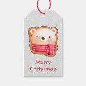 Cute Beer Face Red Scarf en Rosy Cheeks Kerstmis Cadeaulabel (Voorkant)