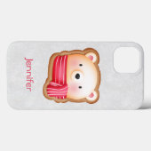 Cute Beer Face Red Scarf en Rosy Cheeks Kerstmis Case-Mate iPhone Case (Achterkant (horizontaal))