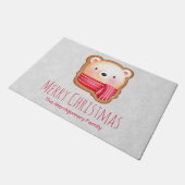 Cute Beer Face Red Scarf en Rosy Cheeks Kerstmis Deurmat (Schuin)