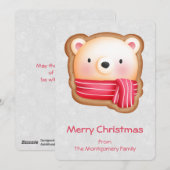 Cute Beer Face Red Scarf en Rosy Cheeks Kerstmis Feestdagenkaart (Voorkant / Achterkant)