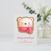 Cute Beer Face Red Scarf en Rosy Cheeks Kerstmis Feestdagenkaart (Staand voorkant)