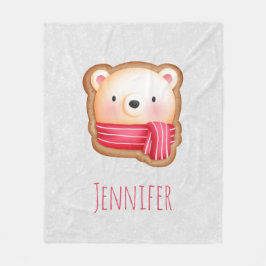 Cute Beer Face Red Scarf en Rosy Cheeks Kerstmis Fleece Deken