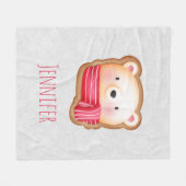 Cute Beer Face Red Scarf en Rosy Cheeks Kerstmis Fleece Deken (Voorkant (Horizontaal))