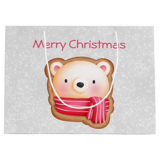 Cute Beer Face Red Scarf en Rosy Cheeks Kerstmis Groot Cadeauzakje (Voorkant)