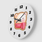 Cute Beer Face Red Scarf en Rosy Cheeks Kerstmis Grote Klok (Hoek)