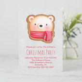 Cute Beer Face Red Scarf en Rosy Cheeks Kerstmis Kaart (Staand voorkant)