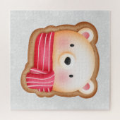 Cute Beer Face Red Scarf en Rosy Cheeks Kerstmis Legpuzzel (Horizontaal)