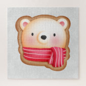 Cute Beer Face Red Scarf en Rosy Cheeks Kerstmis Legpuzzel (Verticaal)