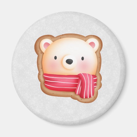 Cute Beer Face Red Scarf en Rosy Cheeks Kerstmis Magneet (Voorkant)