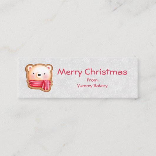 Cute Beer Face Red Scarf en Rosy Cheeks Kerstmis Mini Visitekaartje (Voorkant)