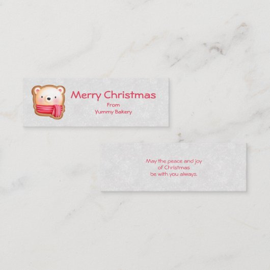 Cute Beer Face Red Scarf en Rosy Cheeks Kerstmis Mini Visitekaartje (Voorkant / Achterkant)