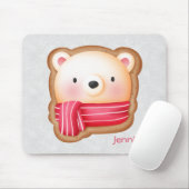 Cute Beer Face Red Scarf en Rosy Cheeks Kerstmis Muismat (Met muis)