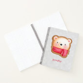 Cute Beer Face Red Scarf en Rosy Cheeks Kerstmis Notitieboek (Binnen)
