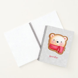 Cute Beer Face Red Scarf en Rosy Cheeks Kerstmis Notitieboek