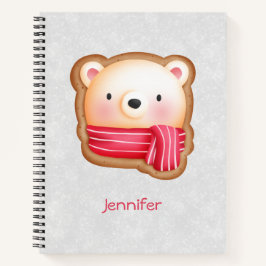 Cute Beer Face Red Scarf en Rosy Cheeks Kerstmis Notitieboek