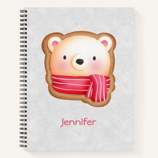 Cute Beer Face Red Scarf en Rosy Cheeks Kerstmis Notitieboek (Voorkant)