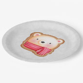 Cute Beer Face Red Scarf en Rosy Cheeks Kerstmis Papieren Bordje (Gekanteld)