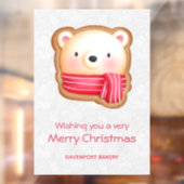 Cute Beer Face Red Scarf en Rosy Cheeks Kerstmis Raamsticker (Vel 2)