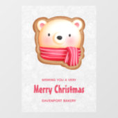 Cute Beer Face Red Scarf en Rosy Cheeks Kerstmis Raamsticker (Vel)