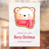 Cute Beer Face Red Scarf en Rosy Cheeks Kerstmis Raamsticker (Vel 2)