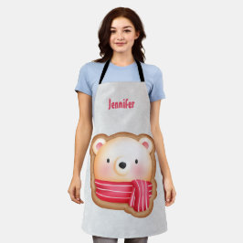 Cute Beer Face Red Scarf en Rosy Cheeks Kerstmis Schort