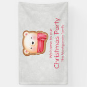 Cute Beer Face Red Scarf en Rosy Cheeks Kerstmis Spandoek (Verticaal)