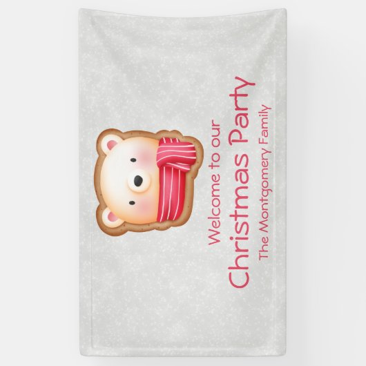 Cute Beer Face Red Scarf en Rosy Cheeks Kerstmis Spandoek (Verticaal)