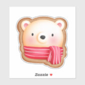 Cute Beer Face Red Scarf en Rosy Cheeks Kerstmis Sticker (Vel)