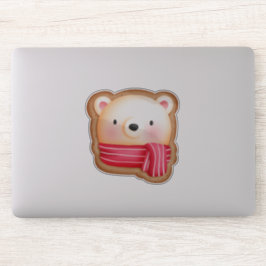Cute Beer Face Red Scarf en Rosy Cheeks Kerstmis Sticker