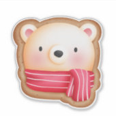 Cute Beer Face Red Scarf en Rosy Cheeks Kerstmis Sticker (Voorkant)