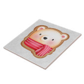 Cute Beer Face Red Scarf en Rosy Cheeks Kerstmis Tegeltje (Zijkant)