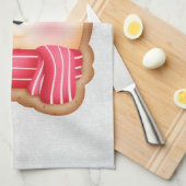 Cute Beer Face Red Scarf en Rosy Cheeks Kerstmis Theedoek (Quarter Fold)