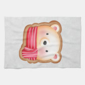 Cute Beer Face Red Scarf en Rosy Cheeks Kerstmis Theedoek (Horizontaal)