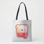 Cute Beer Face Red Scarf en Rosy Cheeks Kerstmis Tote Bag (Voorkant)