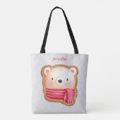 Cute Beer Face Red Scarf en Rosy Cheeks Kerstmis Tote Bag (Achterkant)