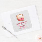 Cute Beer Face Red Scarf en Rosy Cheeks Kerstmis Vierkante Sticker (Envelop)